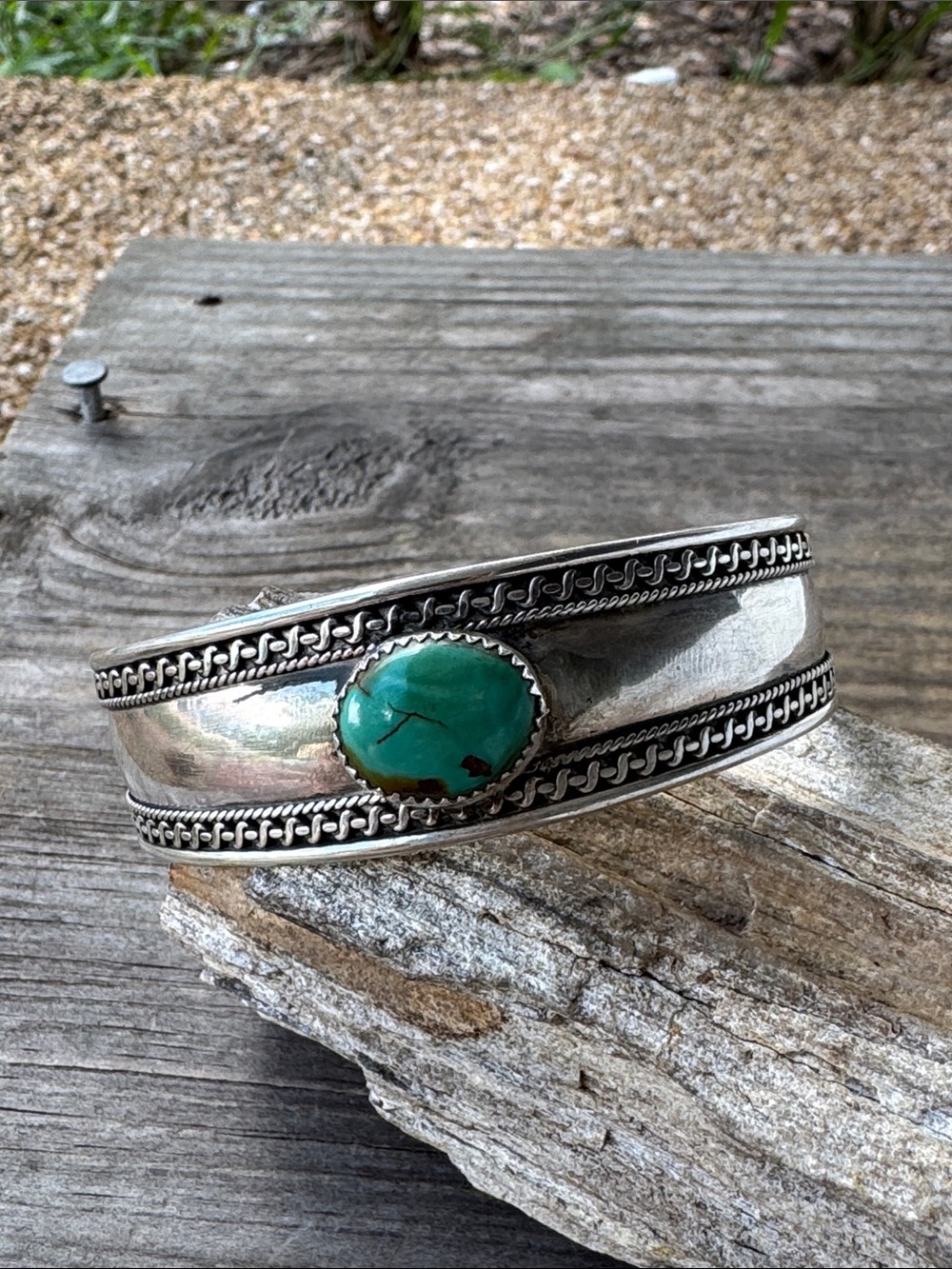 Sterling Silver Cuff Bracelet with Turquoise